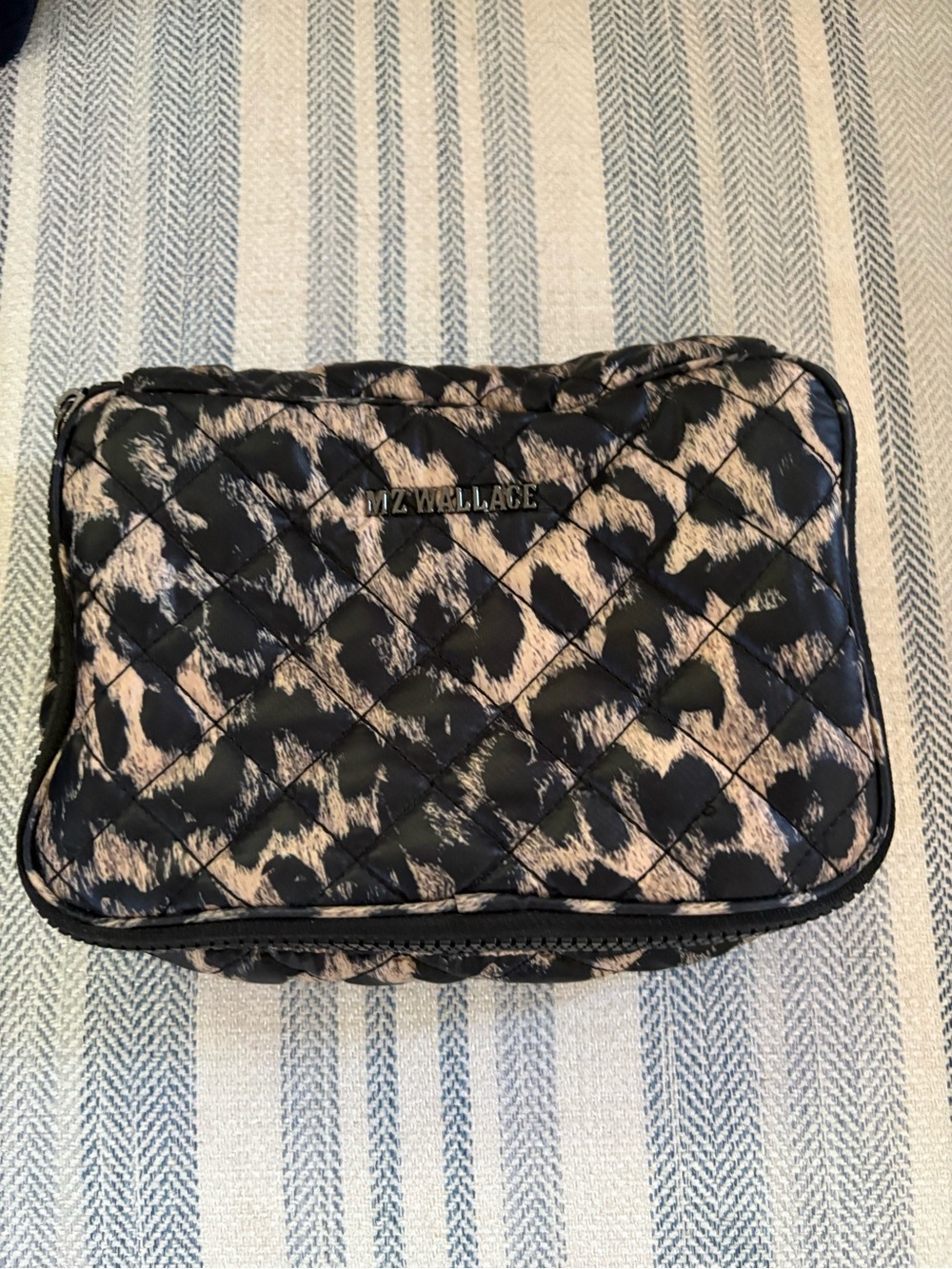 MZ Wallace Black and Beige Quilted Cosmetic Case